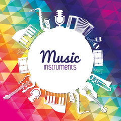 Sticker - Icon set of Music instrument. vector graphic