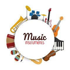 Canvas Print - Icon set of Music instrument. vector graphic