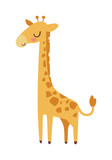 Fototapeta  - Cute giraffe cartoon vector illustration.