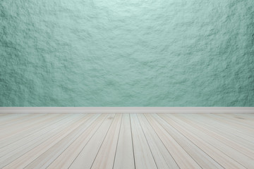 Wall Mural - Empty interior light green room with wooden floor, For present y