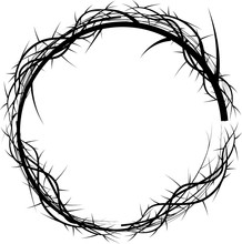 Crown Of Thorns, Black And White Simple Vector Illustration, Symbol Of The Passion Of Jesus Christ And Lent Season.