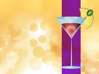 Wall Mural - Two cocktail glasses with copy space for text. Abstract artistic background. Concept of summer holidays, relax, drink. Price list or party invitation background.