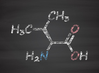 Poster - Valine (l-valine, Val, V) amino acid molecule.