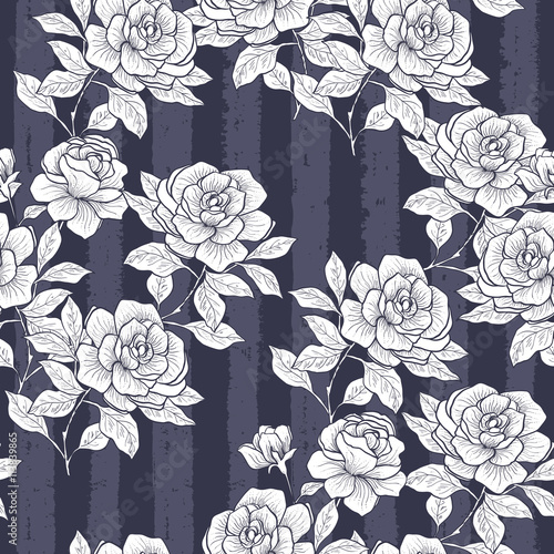 Seamless pattern with vintage roses. Retro floral background for fabric, text...