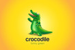 Crocodile Logo abstract funny design vector Alligator fun icon