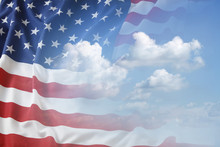 American Flag And Cloud In Sky