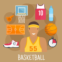 Wall Mural - Basketball guard flat icon for ball sports design