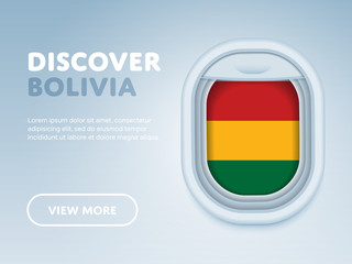 Wall Mural - Flight to Bolivia traveling theme banner design for website, mobile app. Modern vector illustration.