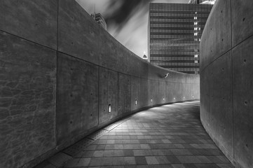 Poster - Empty pedestrian walkway at night