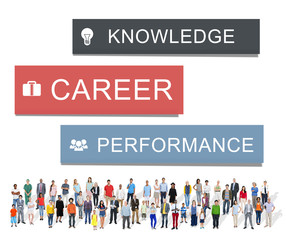 Wall Mural - Career Performance Knowledge Word Concept