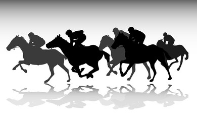 Wall Mural - horse race silhouettes - vector