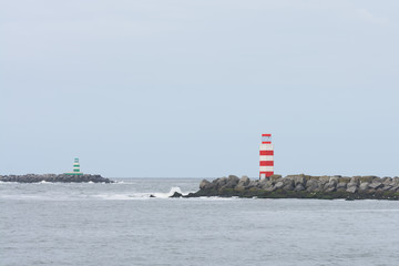 Lighthouses at harbour entrance