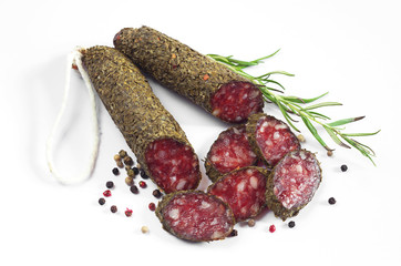 Wall Mural - Salami sausages with spices