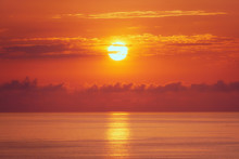 Orange Sunset Over Sea