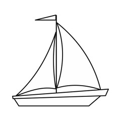 Poster - Boat with sails icon, outline style