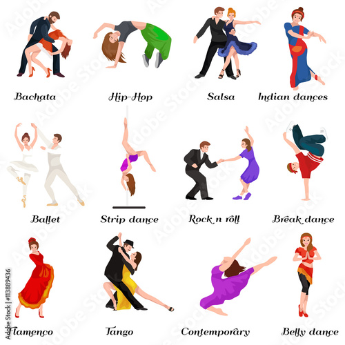 Fotografie, Obraz Dancing People, Dancer Bachata, Hiphop, Salsa, Indian, Ballet, Strip, Rock and Roll, Break, Flamenco, Tango, Contemporary, Belly Dance Pictogram Icon