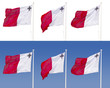 Malta national flag, 3 Versions as free object and with skyblue background, State of Malta, Malta busuness Valletta politics country island government economy public state flags tax taxes governmental