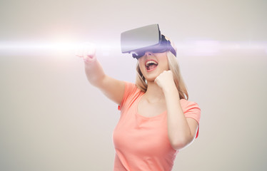 Wall Mural - woman in virtual reality headset or 3d glasses