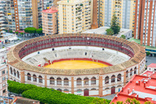 Wide View Over The Famous Bullring Arena In Malaga, Spain