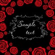 Red roses on a black background. Template for design
