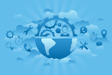 Fototapete - Global Service blue