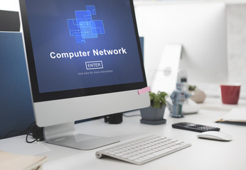 Wall Mural - computer network technology online website concept