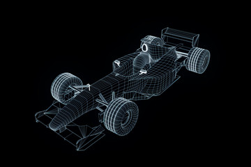 Wall Mural - Racing Car Hologram Wireframe. Nice 3D Rendering

