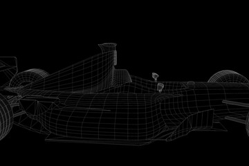 Wall Mural - Racing Car Hologram Wireframe. Nice 3D Rendering

