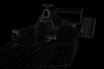 Wall Mural - Racing Car Hologram Wireframe. Nice 3D Rendering

