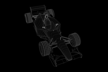 Wall Mural - Racing Car Hologram Wireframe. Nice 3D Rendering

