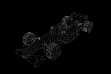 Wall Mural - Racing Car Hologram Wireframe. Nice 3D Rendering

