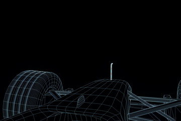 Wall Mural - Racing Car Hologram Wireframe. Nice 3D Rendering

