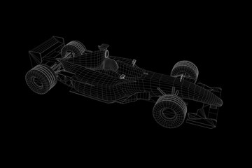 Wall Mural - Racing Car Hologram Wireframe. Nice 3D Rendering

