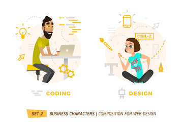 Business characters in circle.