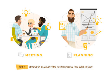 Business characters in circle.