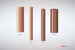 Two tons of copper pipes, hollow double bed size., Vector EPS 10