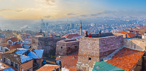 Wall Mural - The cityscape with the old towers