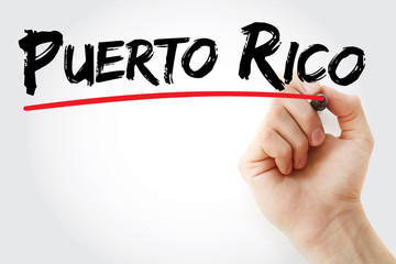 Hand writing Puerto Rico with marker, concept background