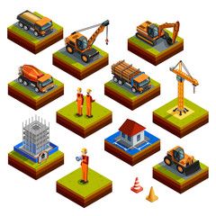 Wall Mural - Construction Isometric Isolated Icons