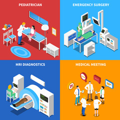 Sticker - Hospital Patient 4 Isometric Icons Square