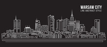 Cityscape Building Line Art Vector Illustration Design -  Warsaw City