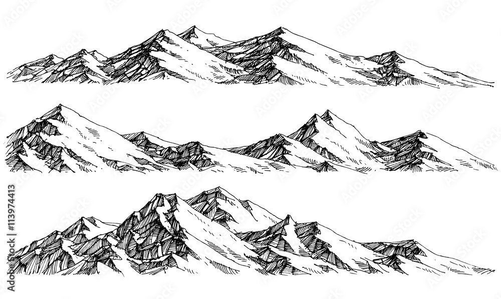 Mountains ranges. Vector panorama - obrazy, fototapety, plakaty 