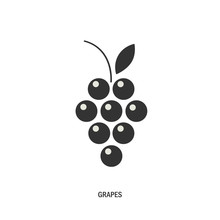 Bunch Of Grapes. Logo, Symbol, Logo, Menu, Wine List, Black, White. Vector Illustration.
