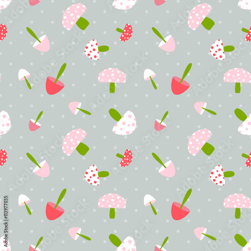 Stoffe zum Nähen Grzyb z polka dot wzór