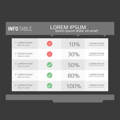 Canvas Print - Infographics template, options, steps, rows, column, graph. Infographics table background