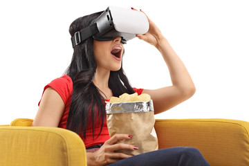 Sticker - Woman looking in VR goggles