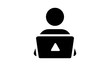One man pictogram. Vector icon. Man sitting at a computer laptop.