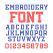 Embroidery font, letters and numbers 