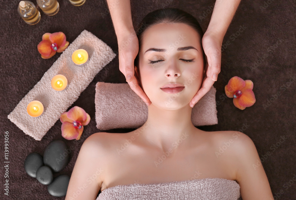 Beautiful young girl in spa salon