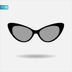 Wall Mural - Cat eyes sunglasses, flat vector icon